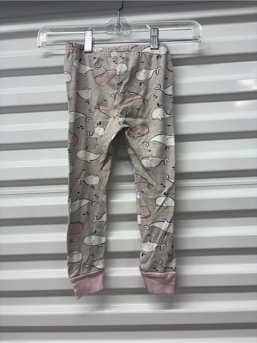Carter's Whale Print Knit Leggings Pants 4T Gray/Pink/White Cotton Pull On